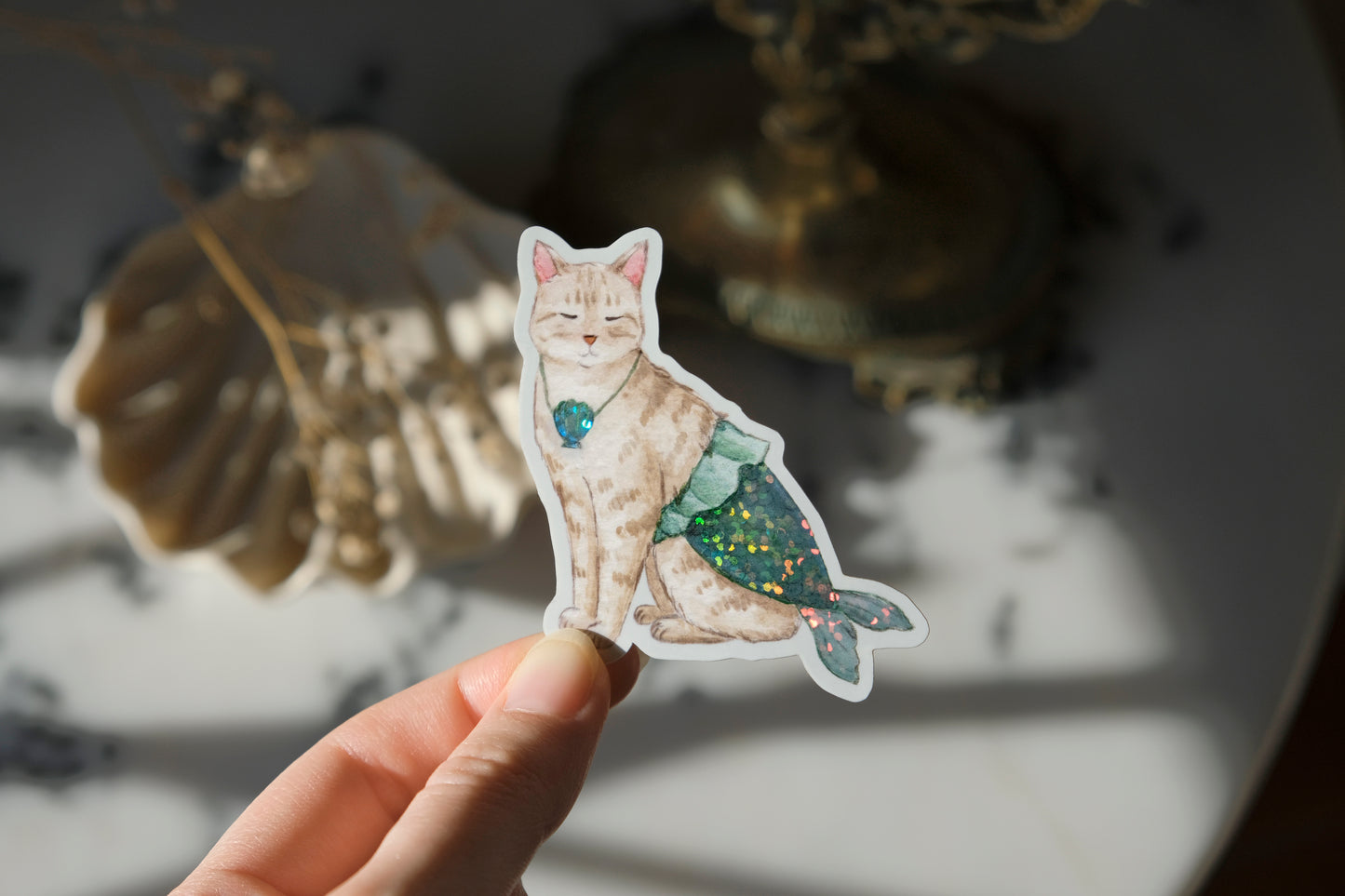 Mermaid Cat Glitter Sticker