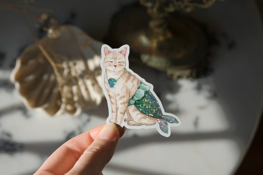 Mermaid Cat Glitter Sticker