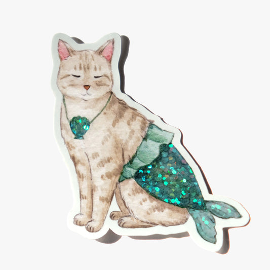 Mermaid Cat Glitter Sticker