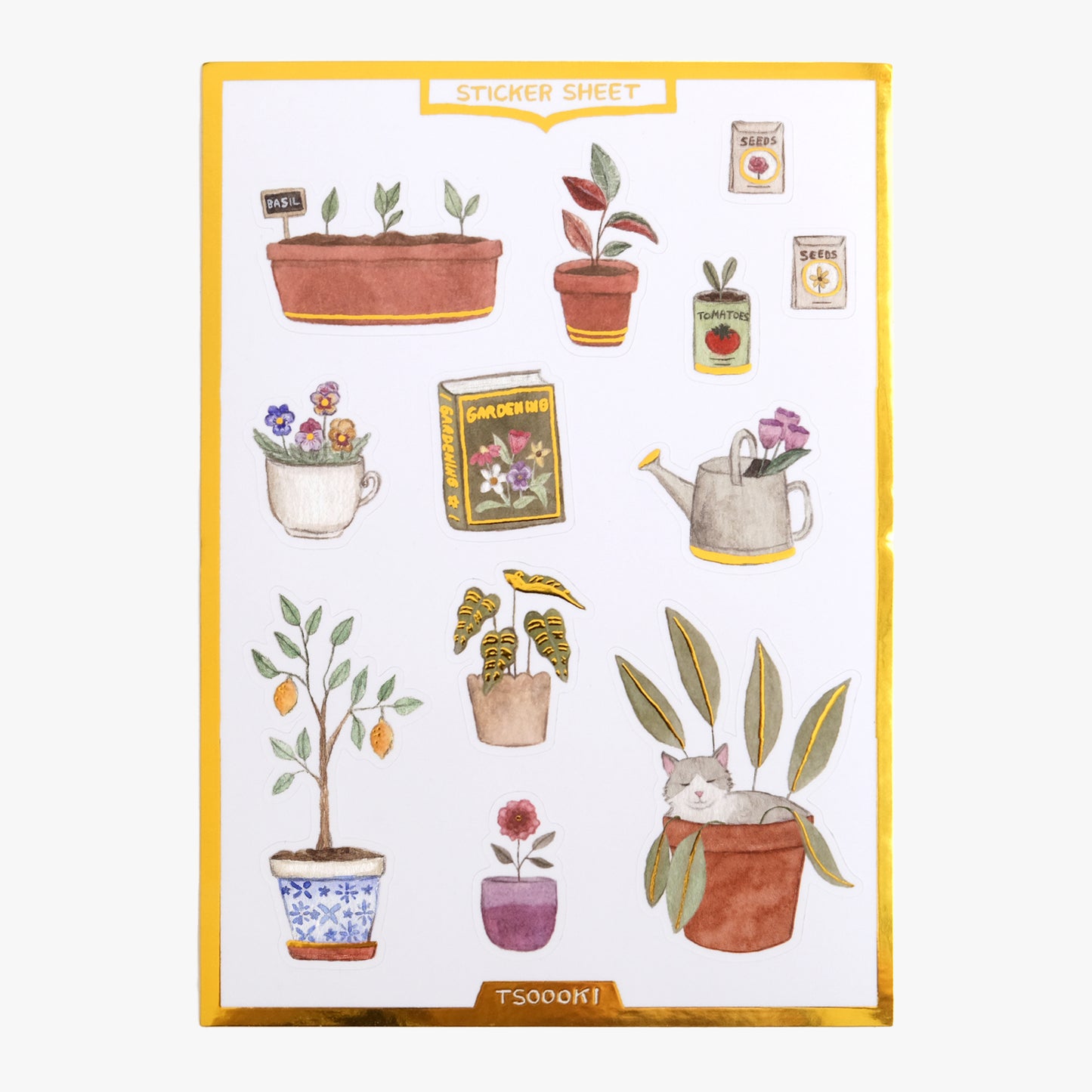 Gardening Gold Foil Sticker Sheet