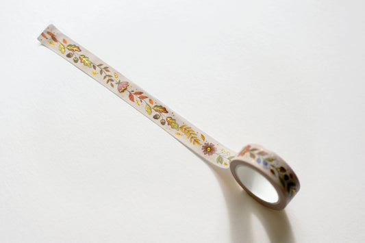 Autumn Florals Gold Foil Washi Tape