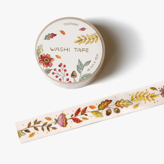 Autumn Florals Gold Foil Washi Tape