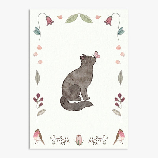 Cat & Butterfly Print