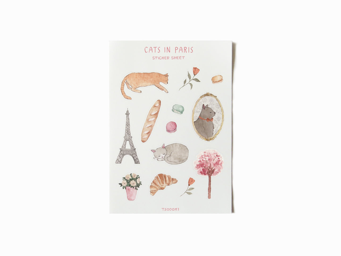 Cats In Paris Sticker Sheet